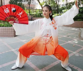 вышивка градиентом, форма для выступлений в тайцзи, вуаль для ушу, одежда для боевых искусств, костюмы тайцзи, 3 шт./компл.