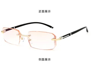 Новые мужские очки для близорукости в прогрессивной оправе, женские очки для близорукости из сплава без оправы с алмазной огранкой, ультралегкие очки для близорукости с градиентом коричневого цвета