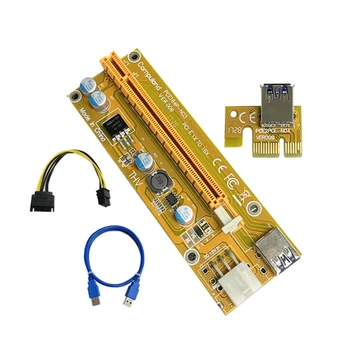 PCI-E Riser Card Set PCIe 1X-16X Адаптер 6Pin Power USB 3.0 Кабель 60 см для Майнинга Bitcoin Miner Dropship