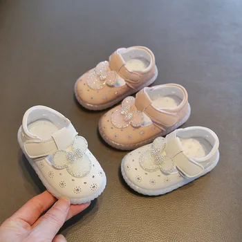 Летняя принцесса, Маленькая кожаная обувь, сандалии для девочек, детская обувь на мягкой подошве, дышащая детская обувь для новорожденных.