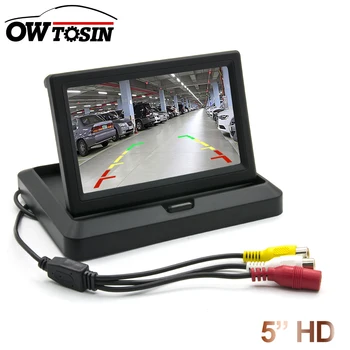Owtosin Высокое Разрешение HD 5-дюймовый Складной Монитор Заднего Вида 800*480 Автомобильный Парковочный Монитор Для Камеры Заднего Вида С 2-канальным Видеовходом
