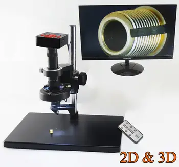 3D 2D Двойная Модель 10X-180X C-Mount Объектив 28MP HDMI USB Промышленный Лабораторный Микроскоп Камера Комплект Подставка 144 Светодиодный Кольцевой Светильник