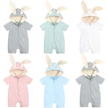 Одежда для маленьких девочек, Летние комбинезоны для малышей, костюмы Пасхального Кролика, вещи для новорожденных, Детское боди и комбинезоны, комбинезон с кроликом