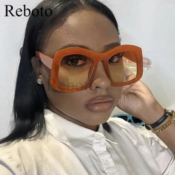 Ретро Большие Квадратные Градиентные Оранжевые Солнцезащитные очки Для женщин, Новые Модные Роскошные Дизайнерские Солнцезащитные очки с уникальными негабаритными оттенками