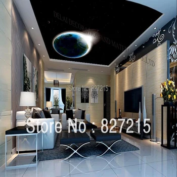 U-5010 3D Earth Printing Stretch Ceiling Film For Lobby Ceiling Decoration натяжной потолок плёнка