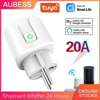 Aubess 16A / 20A WiFi Smart Plug SmartLife Управление таймером Беспроводная розетка с монитором питания Работа с Alexa Google Home EU Plug