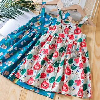Летние детские платья для девочек, платье на подтяжках для пляжного отдыха с цветочным рисунком, детский костюм для малышей, милая Корейская праздничная одежда для девочек