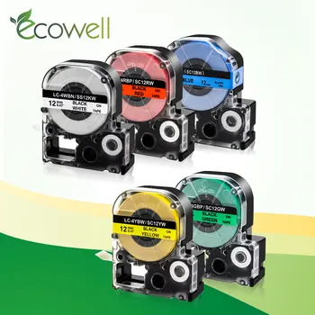 Лента для этикетирования Ecowell Multi-color SS12KW LC-4WBN SS12BW совместима с kingjim/epson для производителей этикеток LW300 LW400 LW-600P LW-700