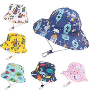Панама Летняя Детская панама для девочек с Мультяшными животными, Кепка Рыбака Для мальчиков, Хлопковые Дышащие Осенние Солнцезащитные шляпы для малышей на открытом воздухе