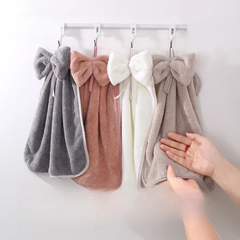 Симпатичное подвесное полотенце для рук с бантиком, Мягкое впитывающее кухонное полотенце, аксессуары для кухни