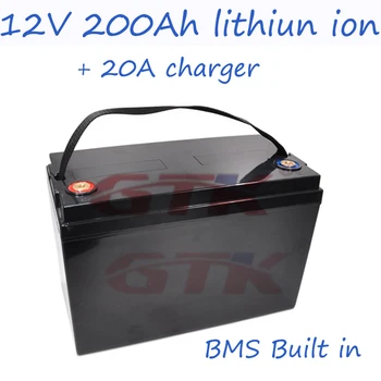 Большая емкость 12V 100Ah/150Ah/200Ah литий-ионный аккумулятор встроенный BMS для инвертора Солнечная панель дом на колесах + зарядное устройство