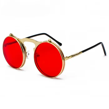 Винтажные солнцезащитные очки в стиле стимпанк, ретро Круглые Металлические солнцезащитные очки для мужчин и женщин, бренд-дизайнер