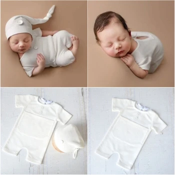 Костюм для фотосъемки, костюм для рождения ребенка, комбинезон, комбинезоны для новорожденных с короткими рукавами и шляпой, реквизит для фотосъемки, наряды
