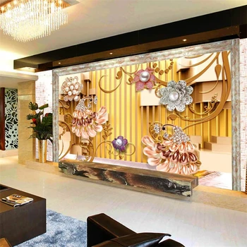 beibehang Пользовательские обои 3d алмазный цветок фон стены гостиная украшение спальни обои фрески 3d papel de parede