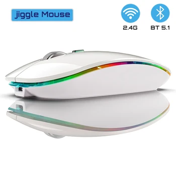 Беспроводная мышь BOW RGB 2.4 G + Bluetooth с подсветкой Jiggler Mouse, перезаряжаемые бесшумные эргономичные мыши для портативного компьютера iPad