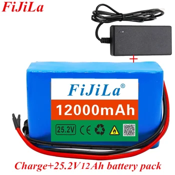 Batterie lithium-ion 6s2p 24V, 18650 ah, 25.2 mAh, 12000mAh, avec BMS intégré et chargeur inclus