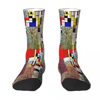 Носки Piet Mondrian Sock Для мужчин и женщин, Полиэстеровые Чулки, Настраиваемые, забавные