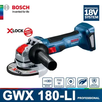 Угловая шлифовальная машина Bosch GWX 180-LI Для беспроводной резки, бесщеточный мотор, электроинструменты с литиевой аккумуляцией 18 В, Угловая шлифовальная машина с X-LOCK