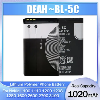 BL-5C BL5C BL 5C 3,7 В 1020 мАч литиевая аккумуляторная батарея для телефона Nokia 1100 1110 1200 1208 1280 1600 2600 2700 3100 5130 N70