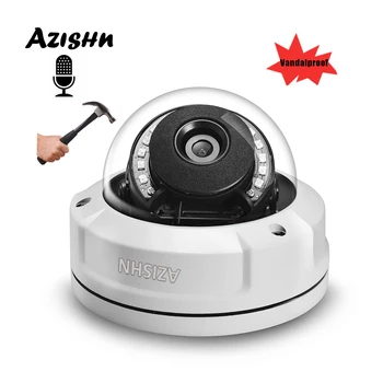 Антивандальная H.265 2MP 5MP IP-Камера Аудио Безопасности Внутренний Микрофон PTP Оповещение ИК Ночная Купольная Камера Наблюдения AZISHN