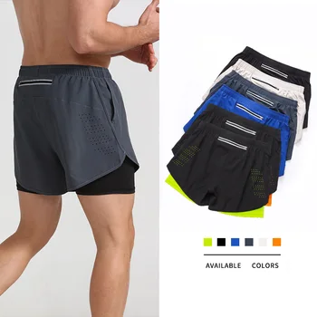 Мужские шорты для бега, Быстросохнущие, для фитнеса, черные, двухслойные, дышащие, мужские шорты для занятий бодибилдингом, новые спортивные тренировки, короткие штаны для бодибилдинга