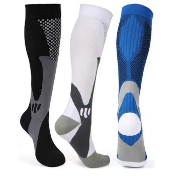 Мужские И женские компрессионные носки 20-30 мм рт. ст., подходят для спорта, снимают усталость, снимают боль, черные компрессионные носки для мужчин, носки для велоспорта, путешествий