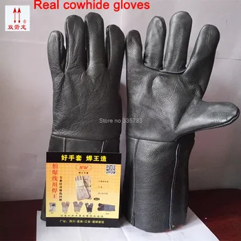 сварочные перчатки высокого качества из воловьей кожи большого размера, огнестойкие, защищающие от пореза.