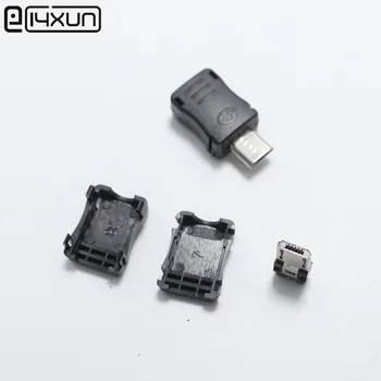 10 комплектов Micro USB 5-Контактный Штекерный Разъем с Т-портовым Разъемом Черная Пластиковая Крышка для Видов Зарядного кабеля DIY