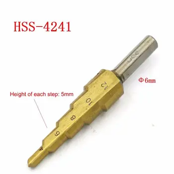 4-12 мм HSS 4241 Стальной Ступенчатый Конус С Титановым Покрытием Сверло Режущий Инструмент Набор Отверстий для резки металла