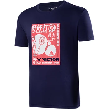 Футболка Victor, спортивная трикотажная одежда, спортивная одежда для бадминтона, короткий рукав, мужские женские топы, мужские футболки 30027.
