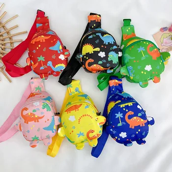 Милые детские нагрудные сумки с рогом динозавра, дорожная сумка через плечо для мальчиков и девочек, Регулируемая шлейка, Детские рюкзаки с мультяшными животными