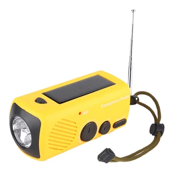 Наружное аварийное радио, Портативная солнечная зарядка, Ручная рукоятка, USB-аккумуляторная радиостанция с фонариком, сигнализация SOS, зарядное устройство для мобильного телефона
