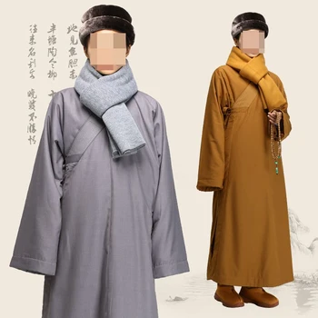 2 цвета зимний буддийский монах, теплый халат из хлопчатобумажной шерсти, униформа, пальто для медитации дзен-настоятеля, костюмы для боевых искусств