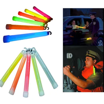 10 шт. х 6 дюймов светящиеся флуоресцентные палочки с крючком, набор для выживания, походное снаряжение для кемпинга, SOS, уличная военная техника, концерт