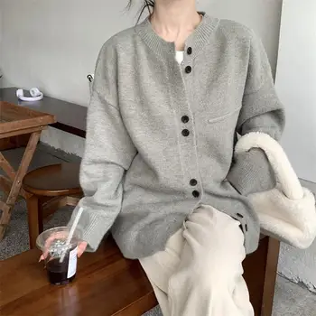 Женские свитера, Японский Ulzzang, винтажный повседневный свободный кардиган Lazy Ins, свитер, женская Корейская одежда в стиле харадзюку для женщин