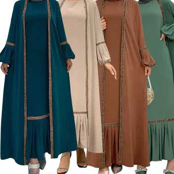 мусульманская мода abaya мусульманский комплект из двух частей, халат для Рамадана, женская мусульманская одежда, скромная мусульманская одежда Abaya Islam для женщин