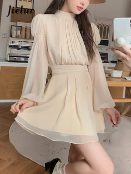 Шифоновый костюм Jielur, Корейский модный комплект одежды из 2 предметов, Женская повседневная элегантная блузка + мини-юбка Y2k, Офисная леди, лето