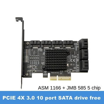 Адаптер SATA PCI-E 10 Портов PCI Express X4 На SATA 3,0 Со Скоростью Интерфейса 6 Гбит/с Контроллер Карты Расширения для Жесткого диска ASM1166 Аксессуар