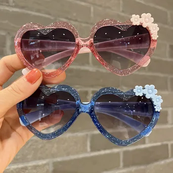 Солнцезащитные очки с милым мультяшным цветком для девочек, защита от солнца на открытом воздухе с бантом, Милые винтажные очки, защита от солнца, Классические детские очки