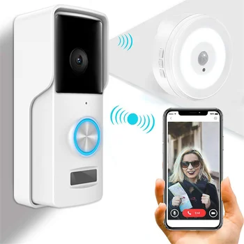 Умный видеодомофон Tuya Беспроводной дверной звонок WiFi DC AC с батарейным питанием HD 1080P Камера Работа с Alexa Google для домашней безопасности
