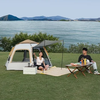 Наружная автоматическая палатка для пляжа на 5-8 человек, быстро открывающаяся, Складывающаяся, для кемпинга, Двойные непромокаемые палатки для кемпинга, Одна спальня