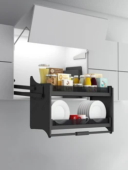 Подвесной шкаф подъемная корзина кухонный шкаф выдвижная корзина для приправ верхний шкаф демпфирующий буфер телескопический