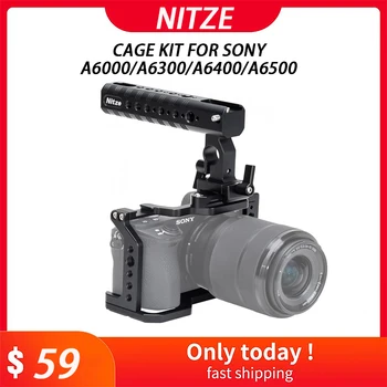 Комплект Nitze Cage Kit для Sony a6000/a6300/a6400/a6500 с Кабельным зажимом PE09 и ручкой НАТО PA23A из алюминиевого сплава Для камеры