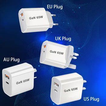 65 Вт GaN USB Настенное Зарядное Устройство PD3.0 QC3.0 Smart Fast Charging Security Защищает Зарядную Головку Ноутбука Type C Universal Quick Charging