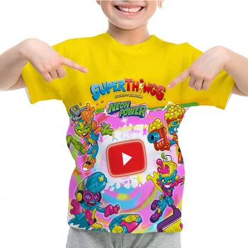 НОВАЯ детская футболка Superzings Серии 11, футболка с 3D-принтом Neon Power, забавная футболка с круглым вырезом и мультяшным рисунком, детская летняя одежда, футболки-топы