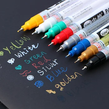 8 цветов Металлическая игла, маркер для особо тонкой окраски, Нетоксичная перманентная ручка, Канцелярские принадлежности для художественной школы 