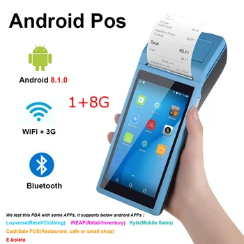 Android 8.1 WiFi 3G Bluetooth Pos PDA Терминал Принтер с термобумагой 58 мм Беспроводные портативные мобильные устройства с сенсорным экраном 5.5