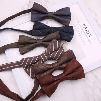6*12 см Модный Британский стиль, деловой повседневный клетчатый хлопковый жаккардовый галстук-бабочка для мужского костюма, галстук для важных случаев