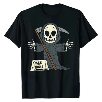 Каваи Grim Reaper One Бесплатные объятия, футболка на Хэллоуин, Забавный каламбур, костюм для мальчиков, топ для мужчин, подарочные футболки, дизайн со скидкой, Страшный
