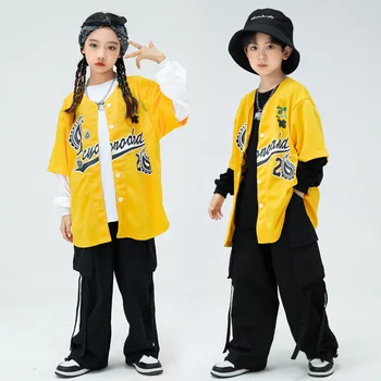 Уличная одежда для мальчиков и девочек, модная одежда для танцев в стиле хип-хоп, джаз, рубашка, брюки-карго, комплекты футболок, детские спортивные костюмы, детские